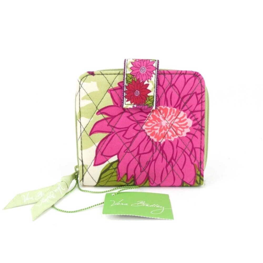 Vera Bradley Hello Dahlia! Mini Zip Bifold Wallet NWT